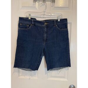 Lauren Jeans‎ Co Denim Jean Shorts Raw Hem Dark Wash Size 16